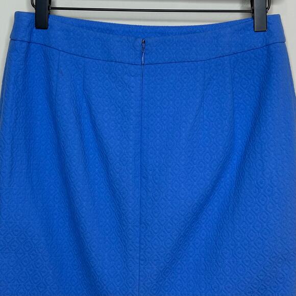 Talbots Blue Geometric Texture Skirt Size 2 Scalloped Hemline - Picture 8 of 9